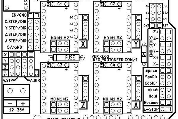 Схема подключения драйвера Arduino CNC Shield V3